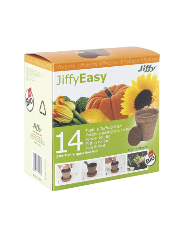 Jiffypot 14 macetas bio + 14 pastillas de sustrato